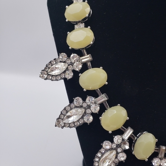 Lia Sophia Statement Necklace Pale Yellow Beads Crystal Gemstone - Picture 4 of 11